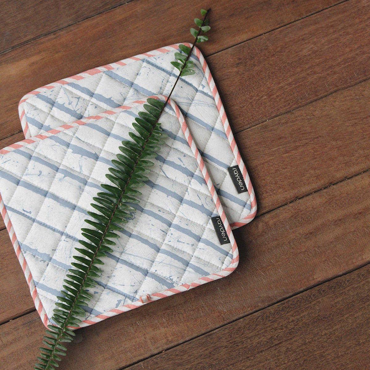 Cotton Kitchen Pot Holder | Blue | Set of 2