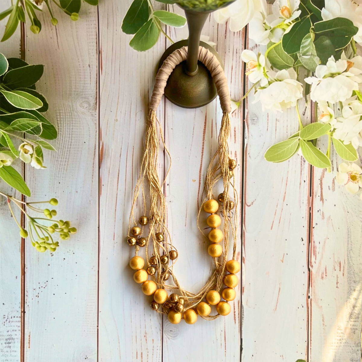 Jute Story Gold Handmade Jute Necklace