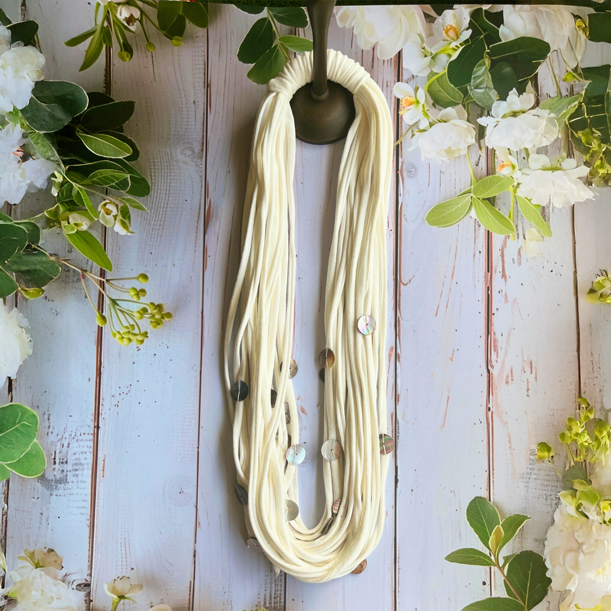 I Am Earth Buttons Handmade Fabric Necklace