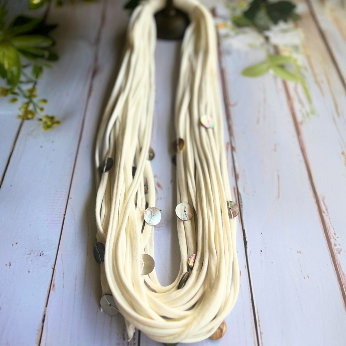 I Am Earth Buttons Handmade Fabric Necklace