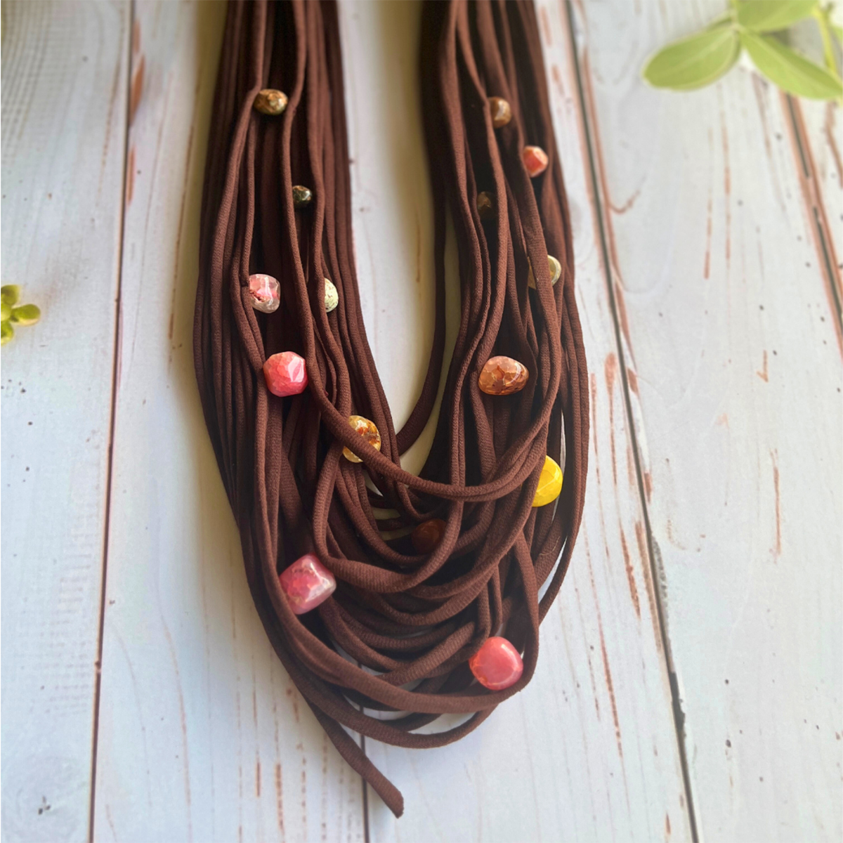 I Am Earth Brown Handmade Fabric Necklace