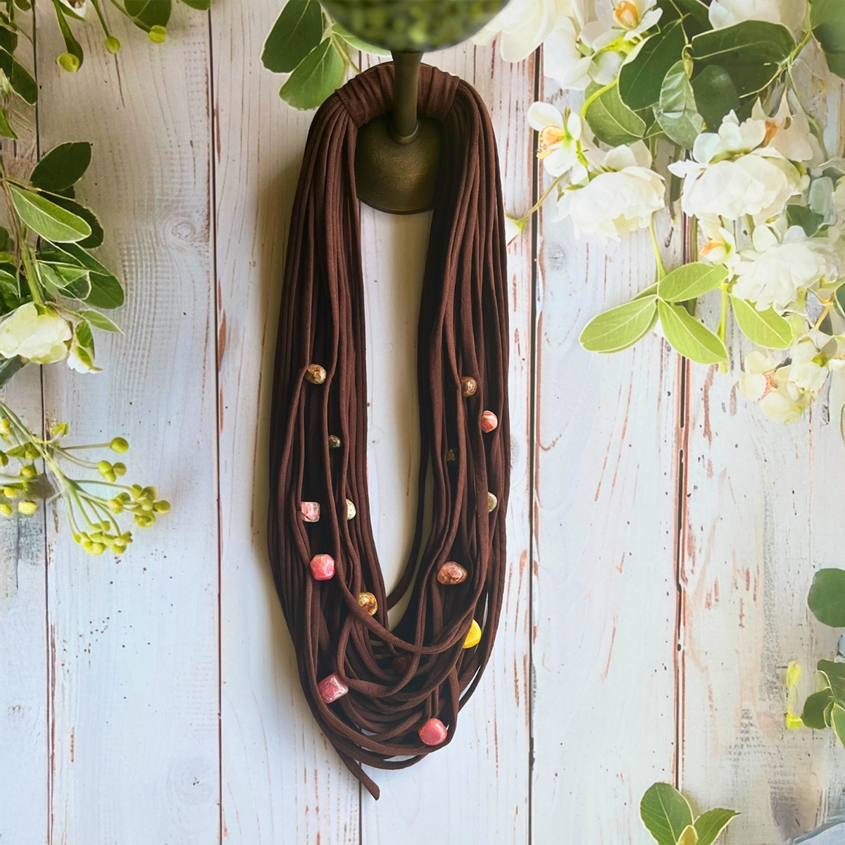 I Am Earth Brown Handmade Fabric Necklace