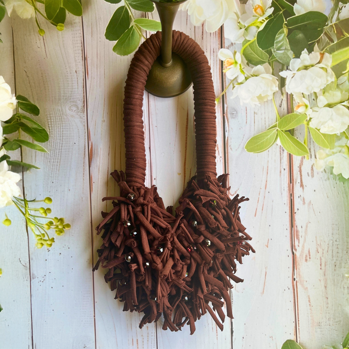Bohemian Song Brown Handmade Fabric Necklace