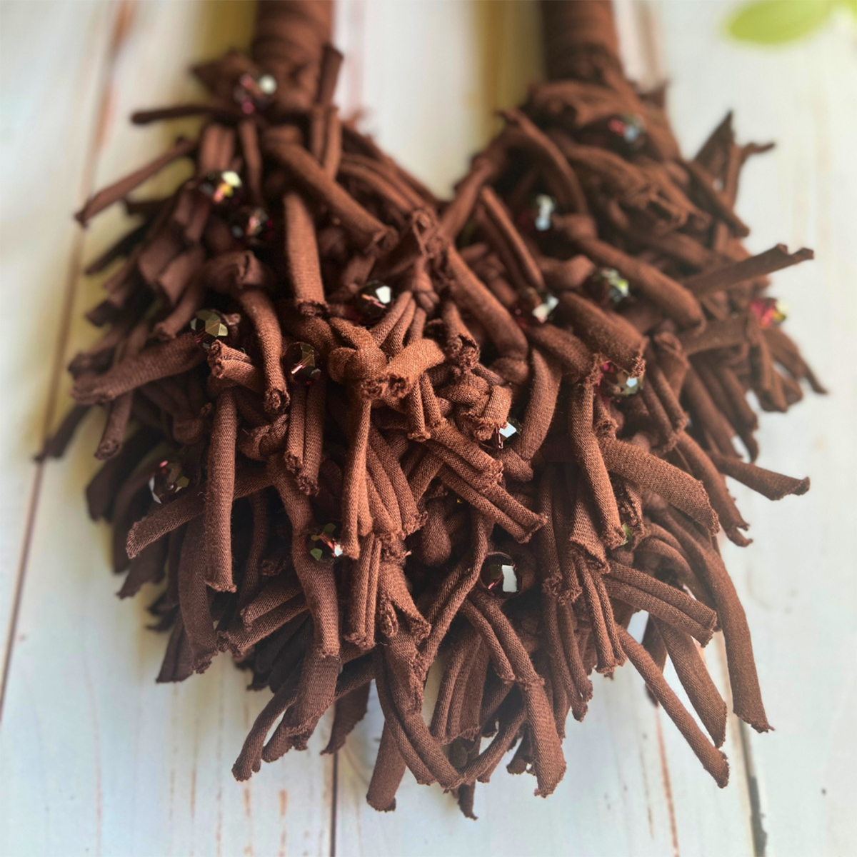 Bohemian Song Brown Handmade Fabric Necklace