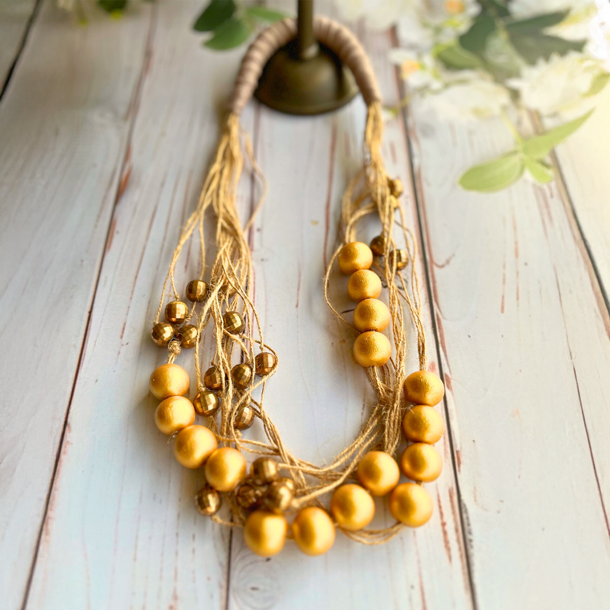 Jute Story Gold Handmade Jute Necklace