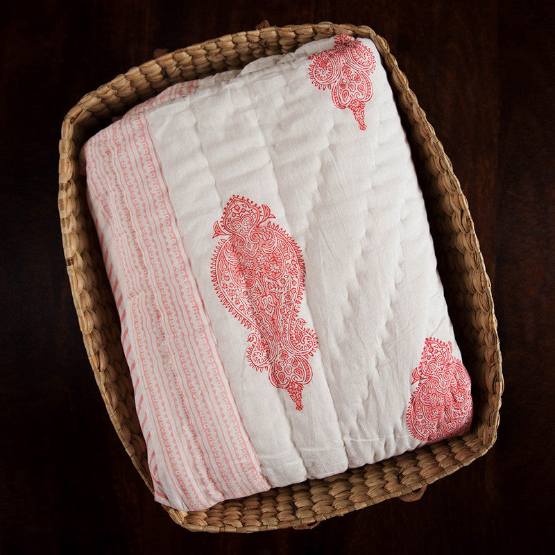 Orchid Block Printed Baby Quilt