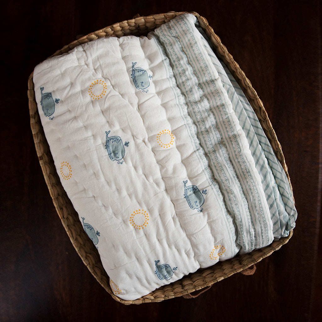 Moana Block Printed Baby Quilt