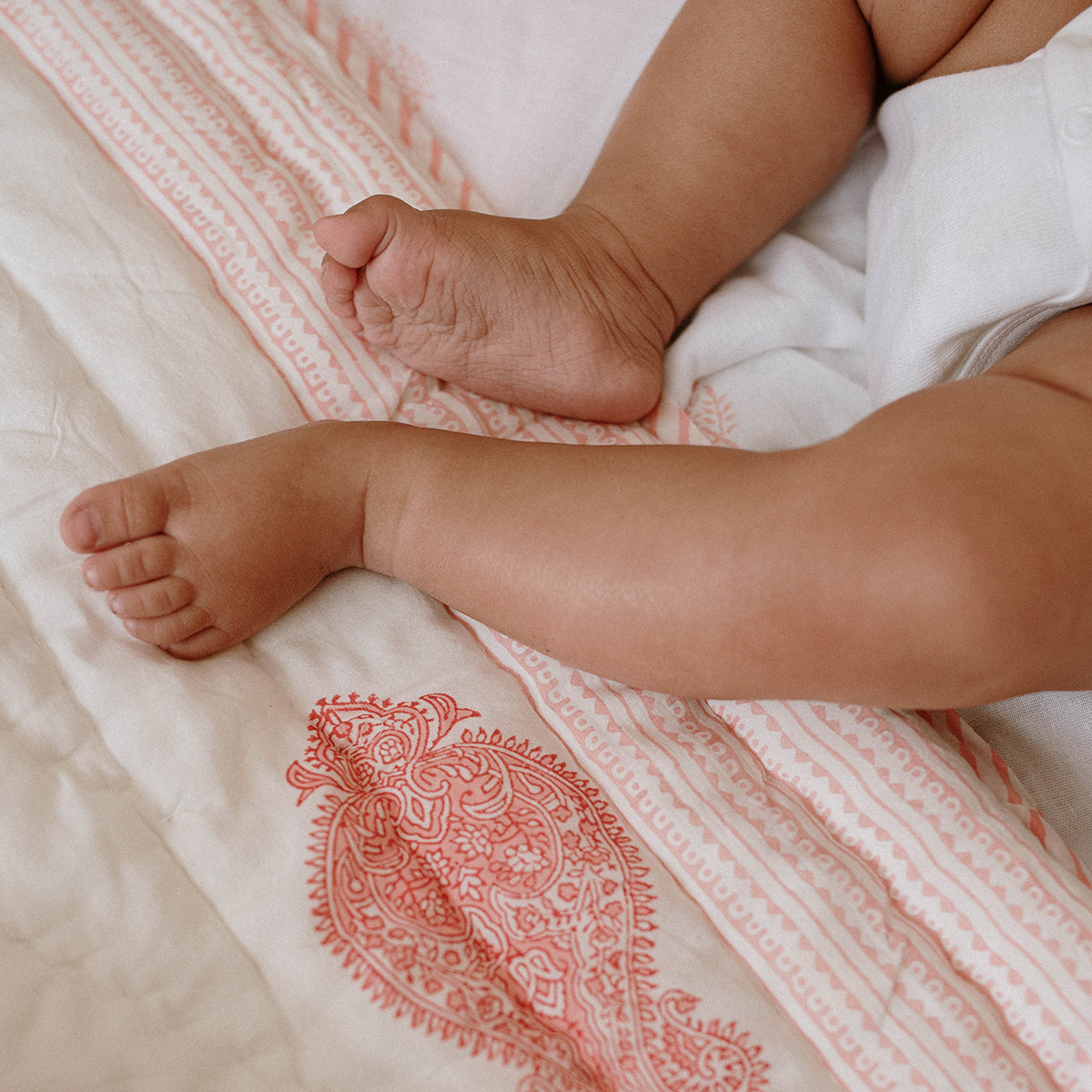 Orchid Block Printed Baby Quilt