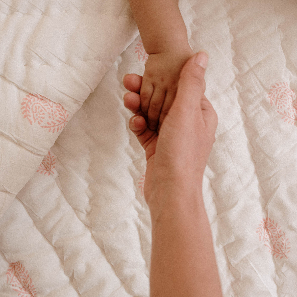 Orchid Block Printed Baby Quilt