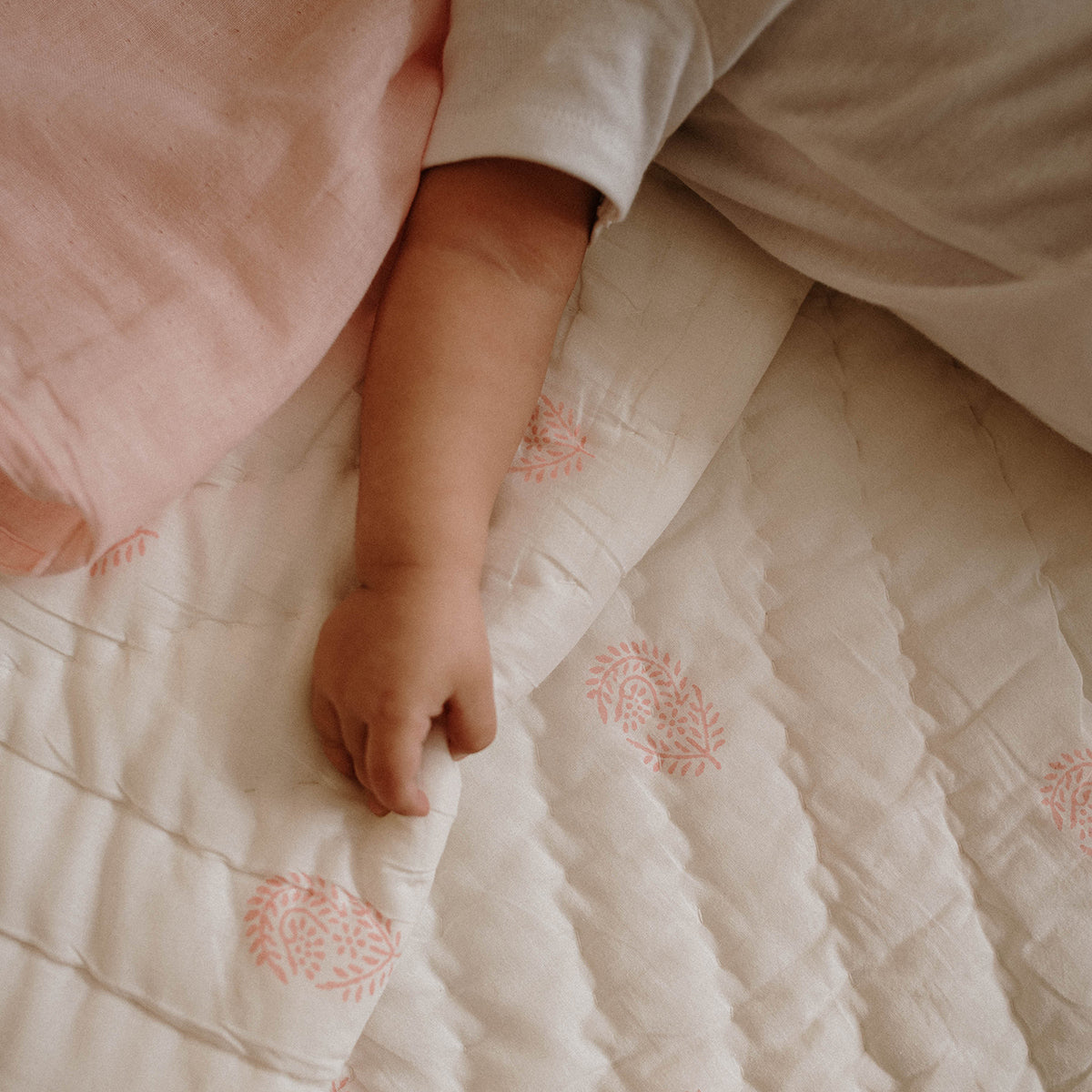 Orchid Block Printed Baby Quilt
