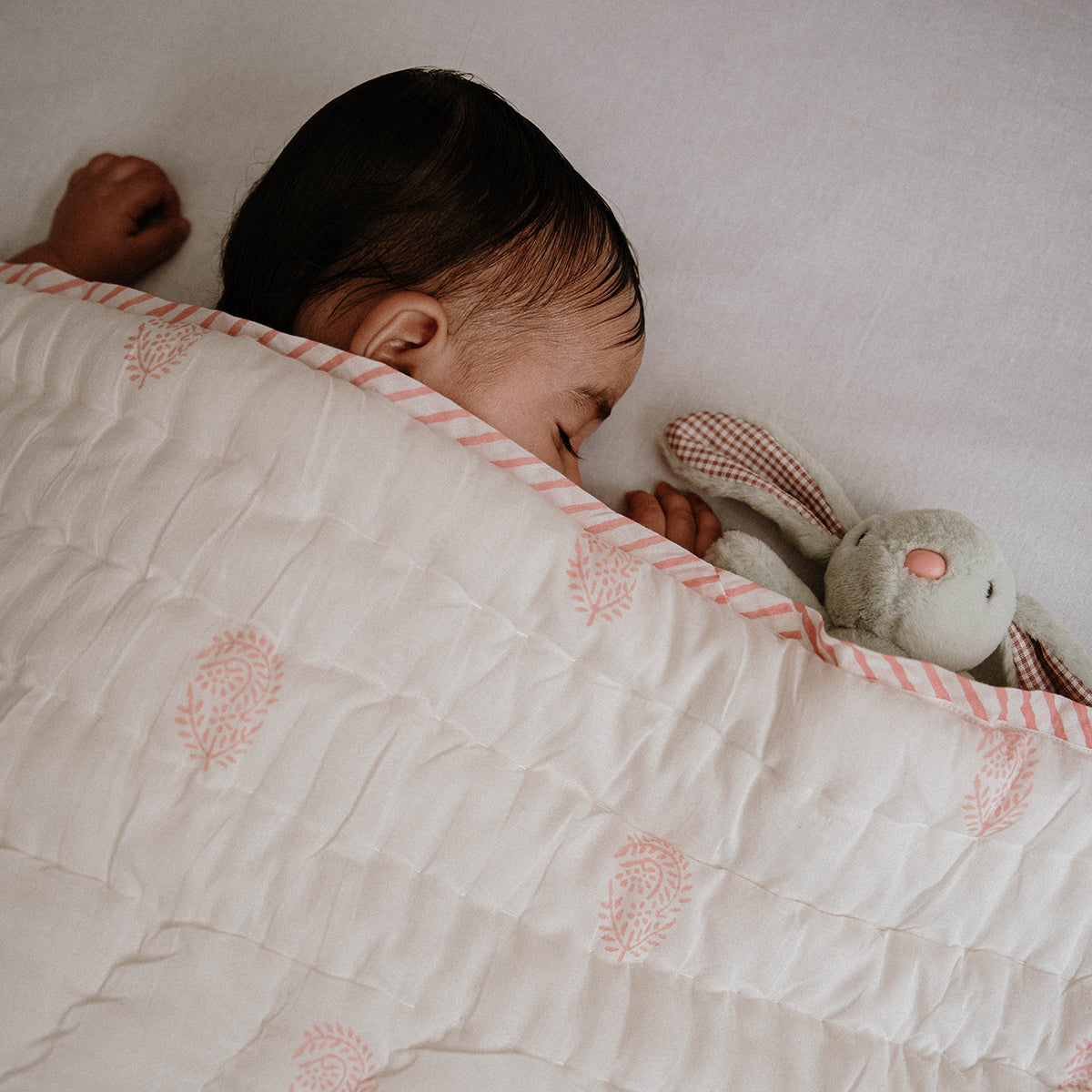 Orchid Block Printed Baby Quilt