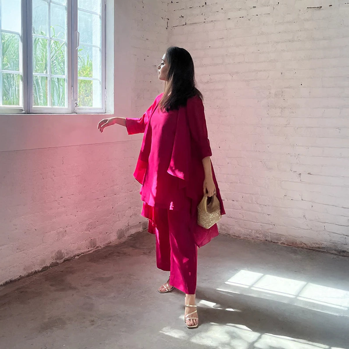 The Waterfall Jacket Ensemble - Rani Pink