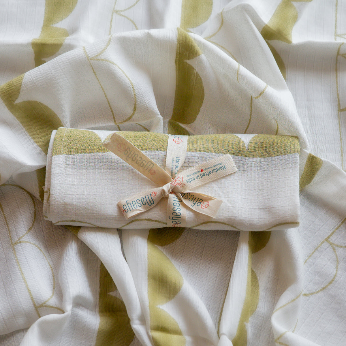 Organic Muslin Baby Swaddle - Circus Half Moon
