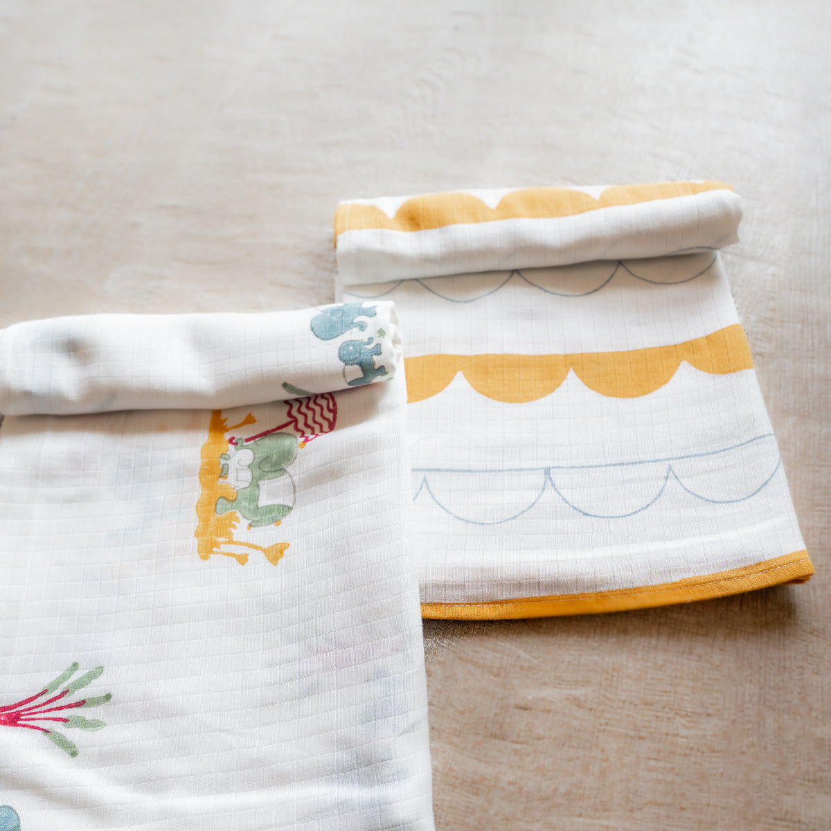 Organic Muslin Baby Swaddle - Earthy Half Moon