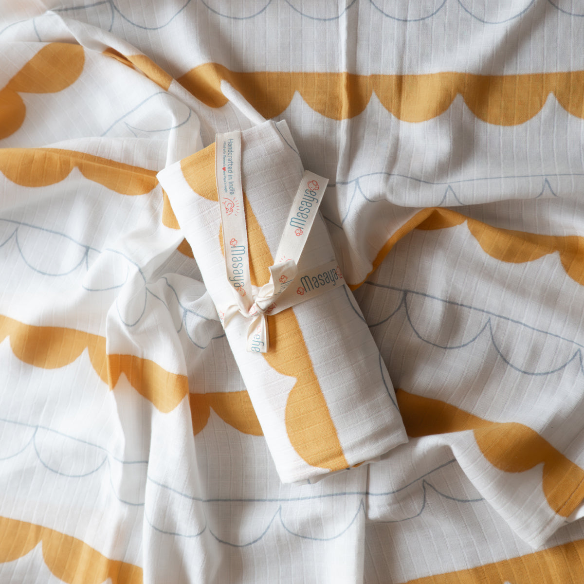 Organic Muslin Baby Swaddle - Earthy Half Moon