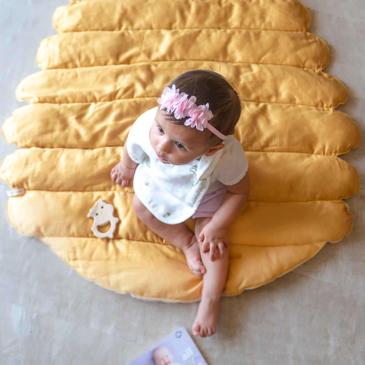 Organic Muslin Baby Bib - Elle Umbrella | Green