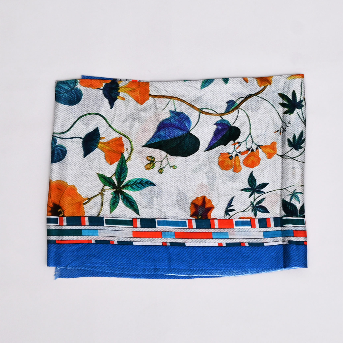 The Scarlet Bloom Bamboo Modal Stole (Blue)
