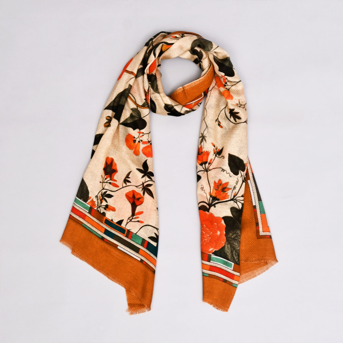 The Scarlet Bloom Bamboo Modal Stole (Brown)