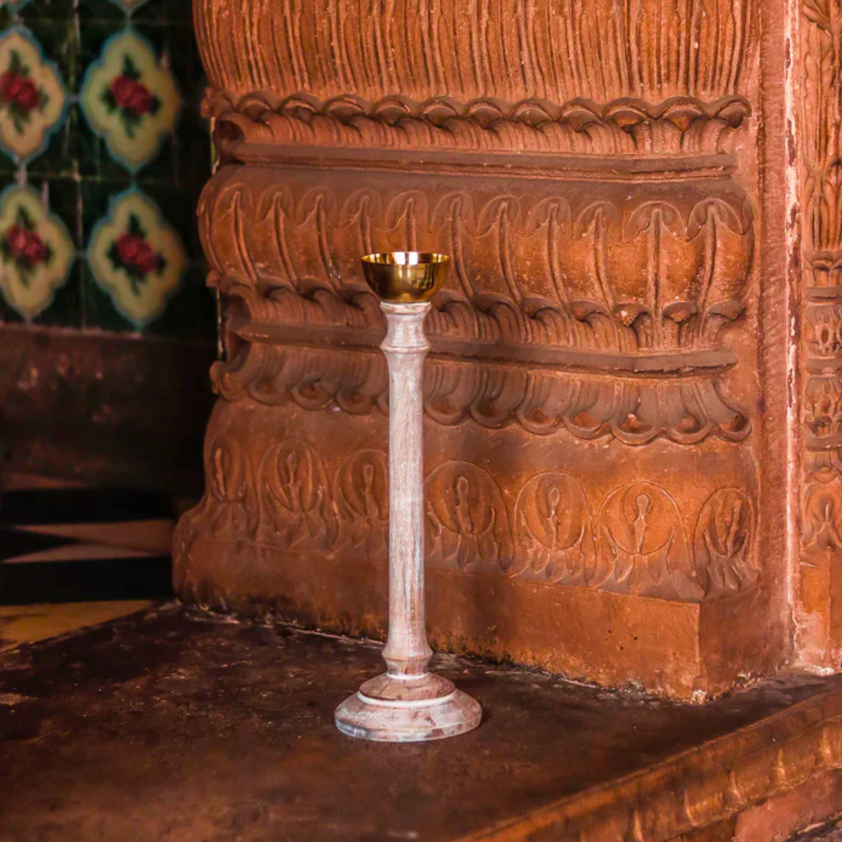 White Wood Candlestands