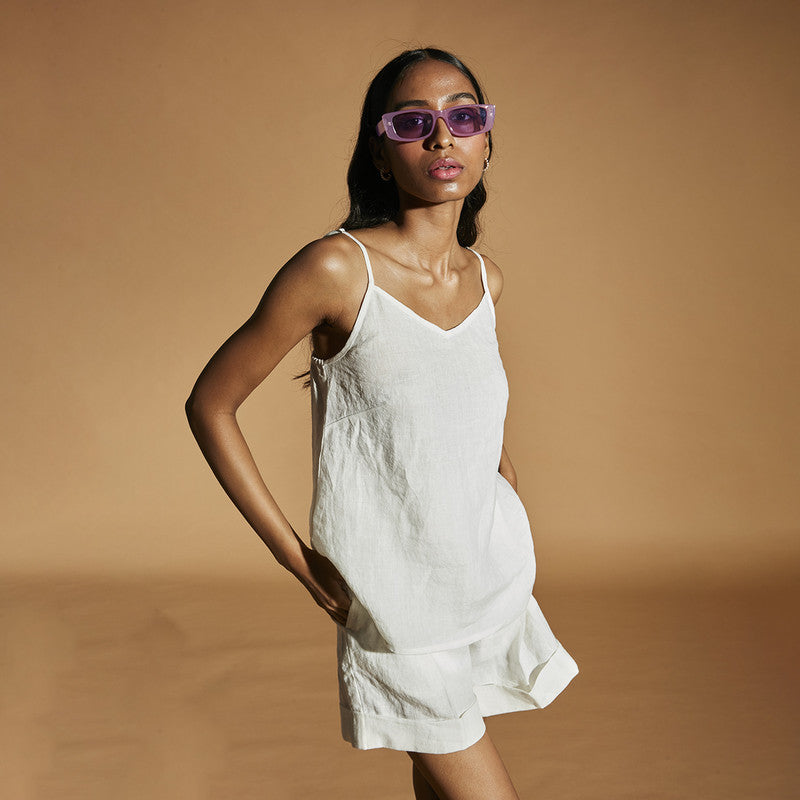 Linen Shorts for Women | High-Waist | White