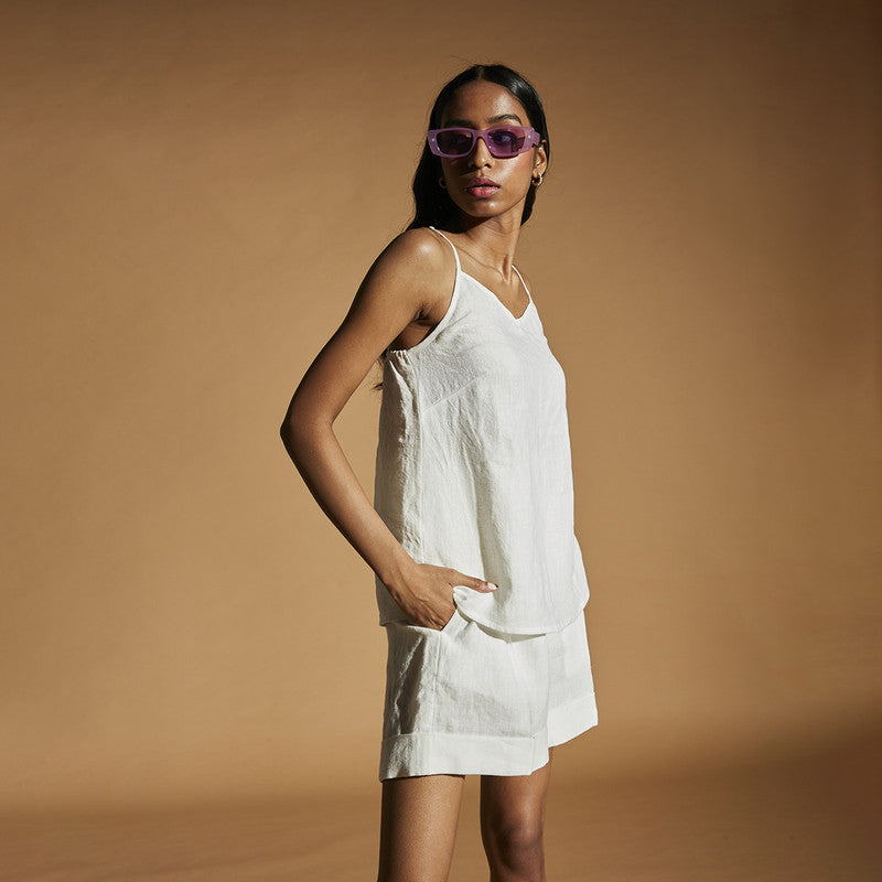 Linen Shorts for Women | High-Waist | White