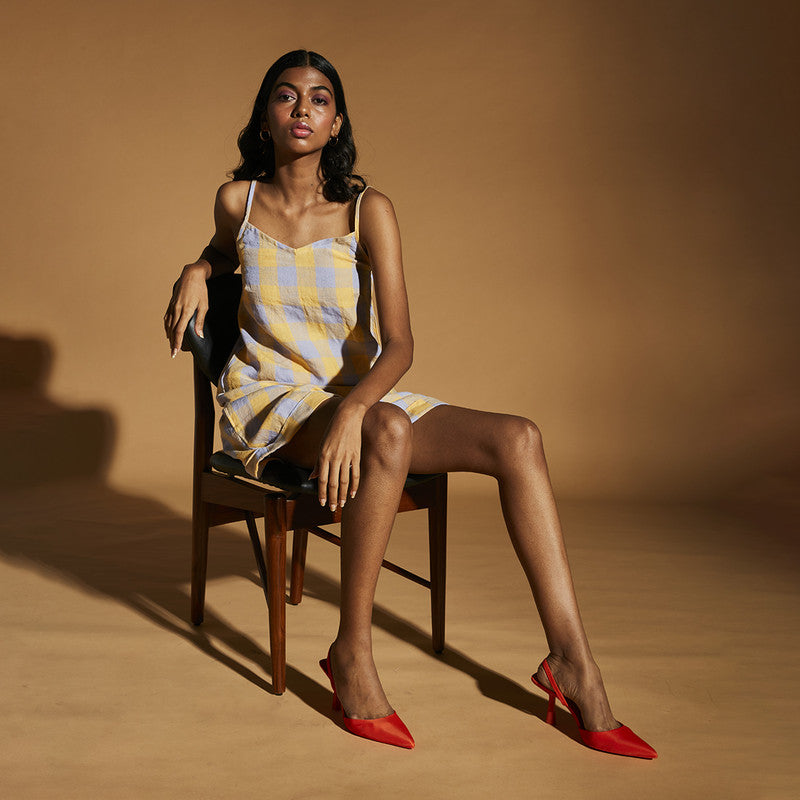 Linen Co Ord Set | Checkered | Slip Top & Shorts | Multicolour