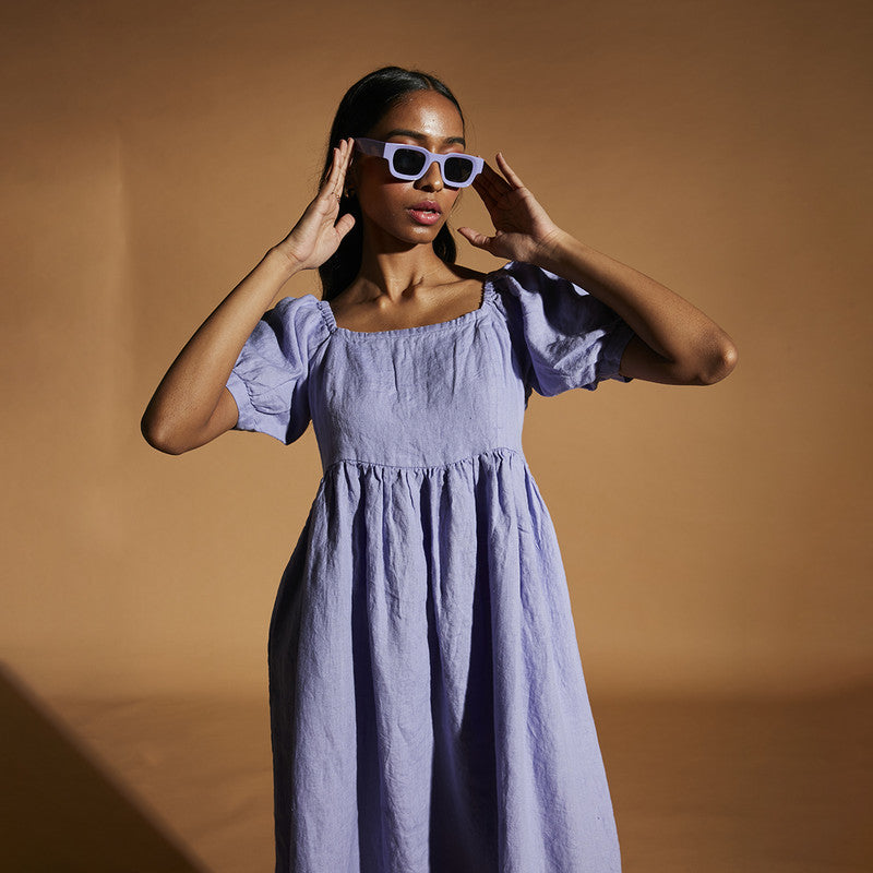 Women Linen Dress | Flared Dress | Lavender