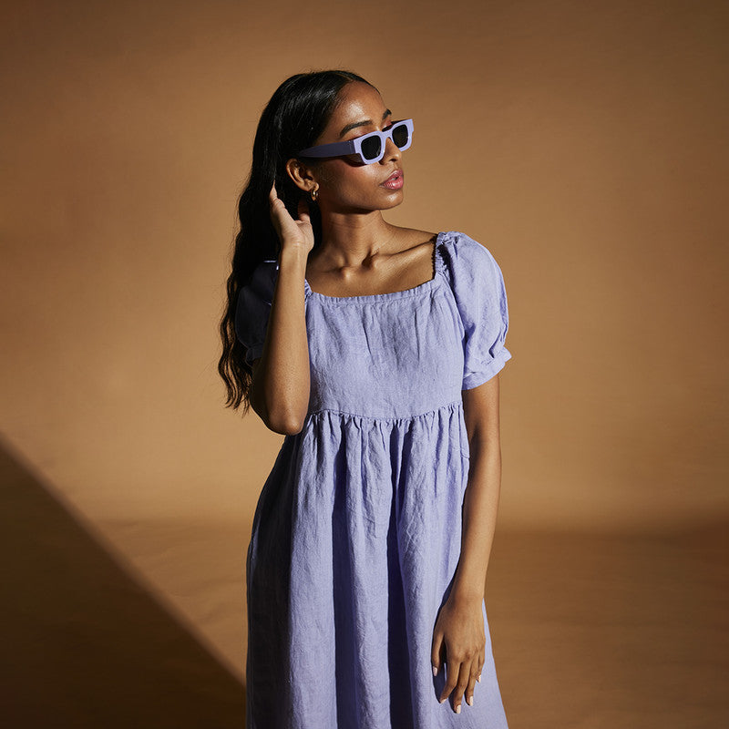 Women Linen Dress | Flared Dress | Lavender