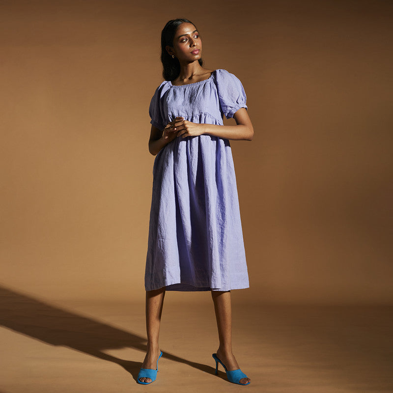 Women Linen Dress | Flared Dress | Lavender