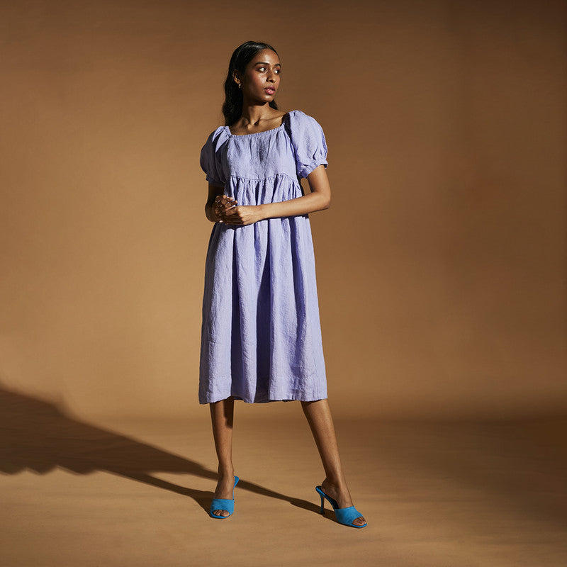 Women Linen Dress | Flared Dress | Lavender