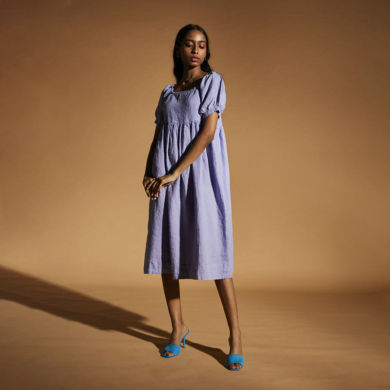 Women Linen Dress | Flared Dress | Lavender