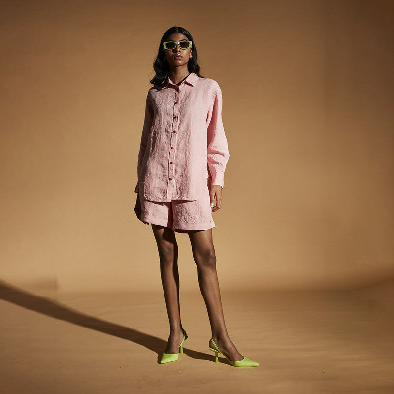 Linen Shirt | Oversized Shirt | Pink