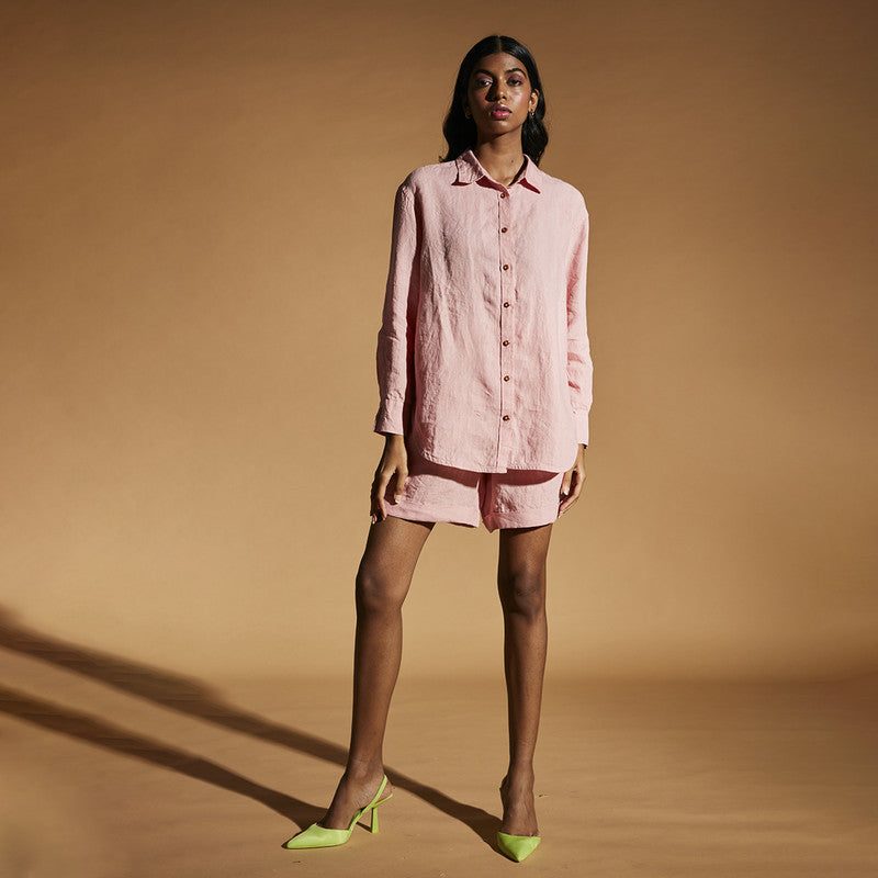 Linen Shirt | Oversized Shirt | Pink