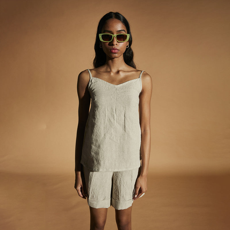 Women Linen Shorts | High-Waist | Beige