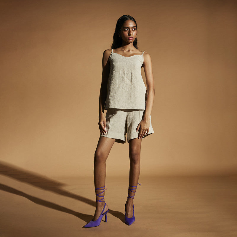 Women Linen Shorts | High-Waist | Beige