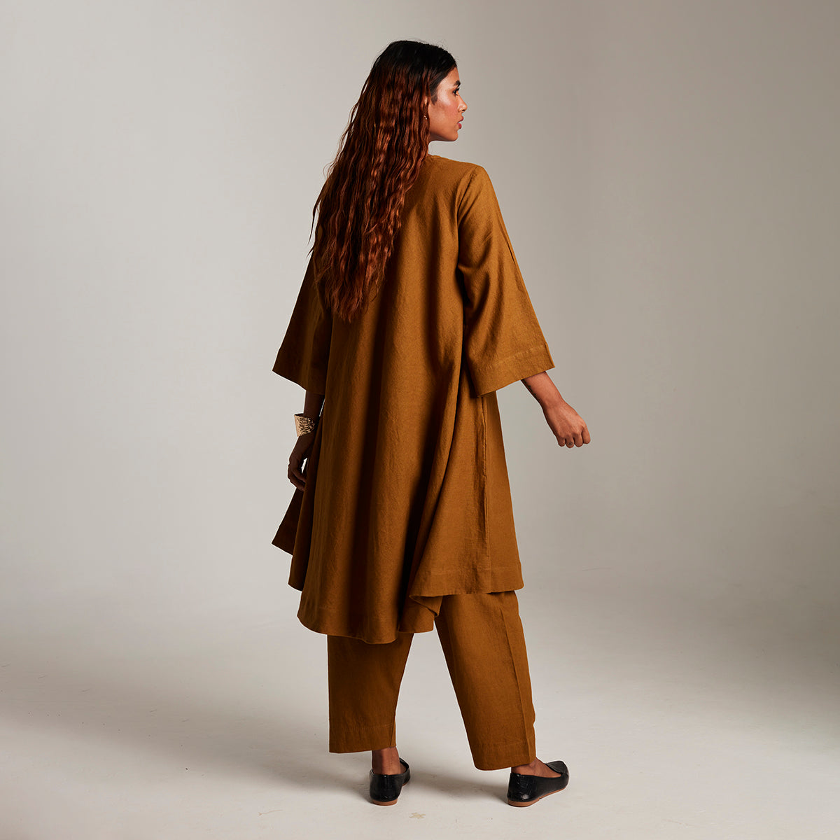 Olive Co-Linen Pheran Kurta Set