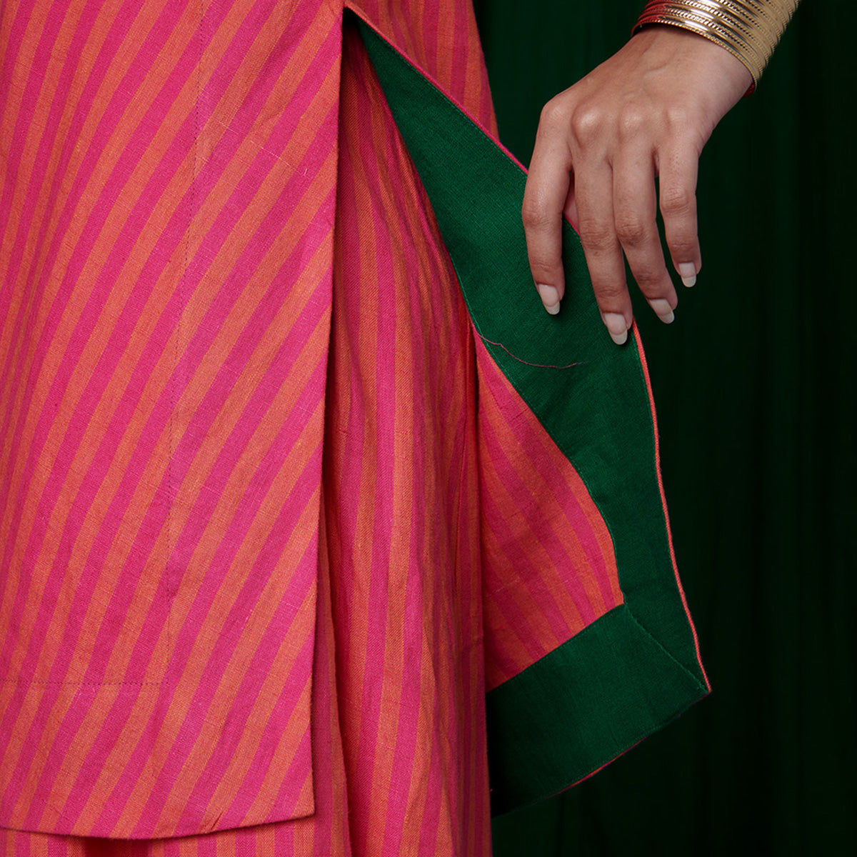 Coral Linen Sharara Set