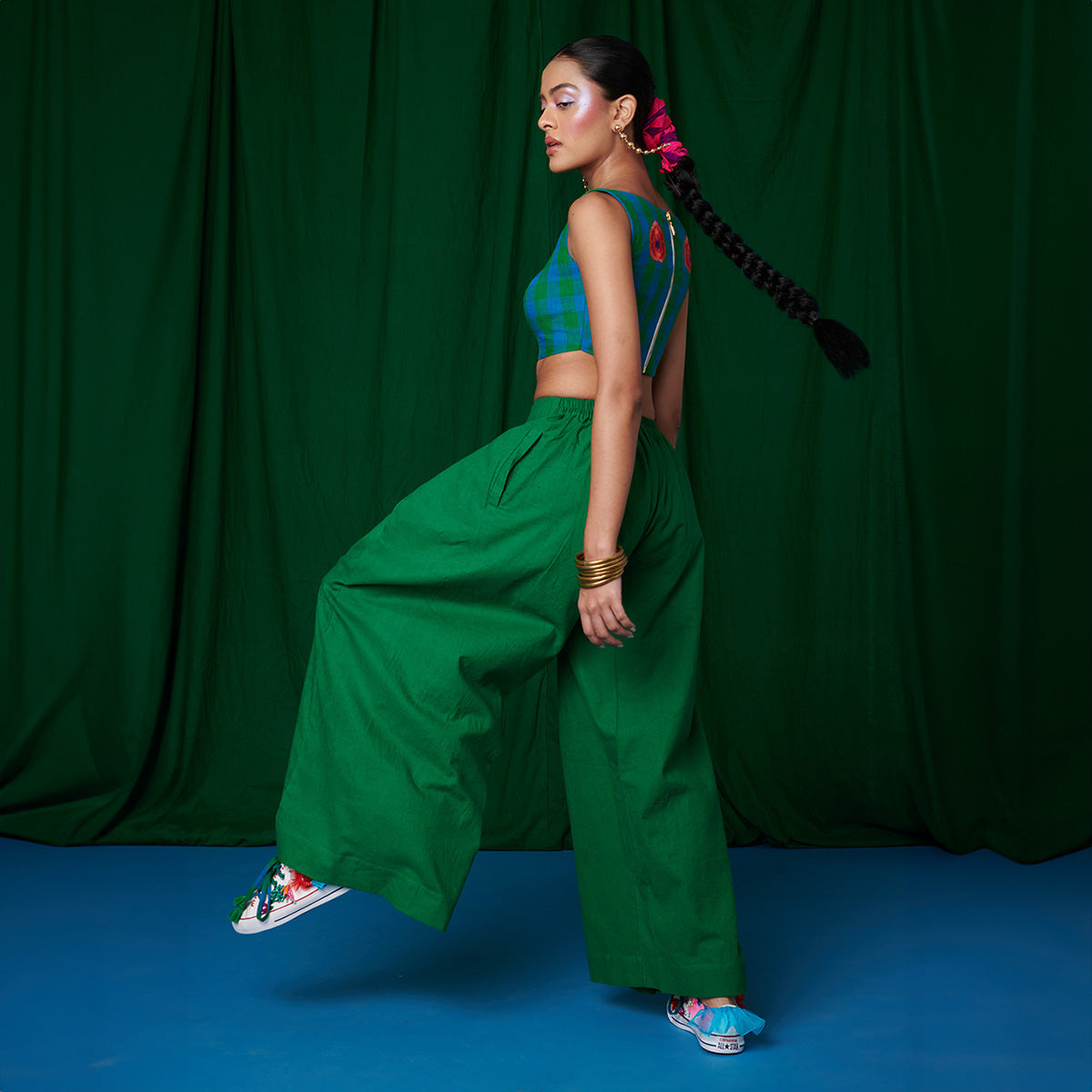 Linen Forest Bustier Top and Panna Wrap Pants