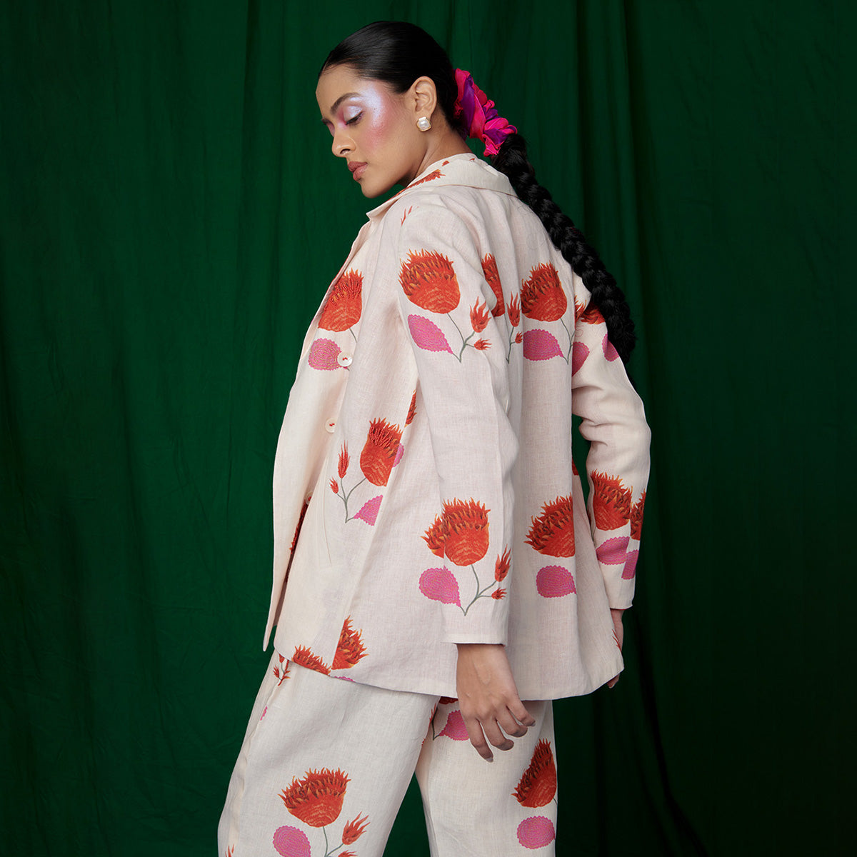 Wildflower Linen Jacket and Lounge Pants