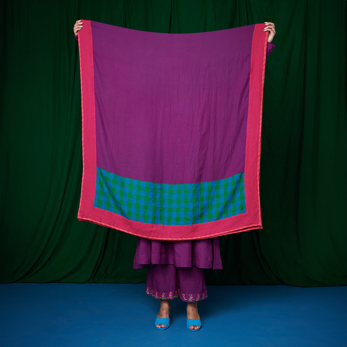 Violet Linen Anarkali Kurta Set