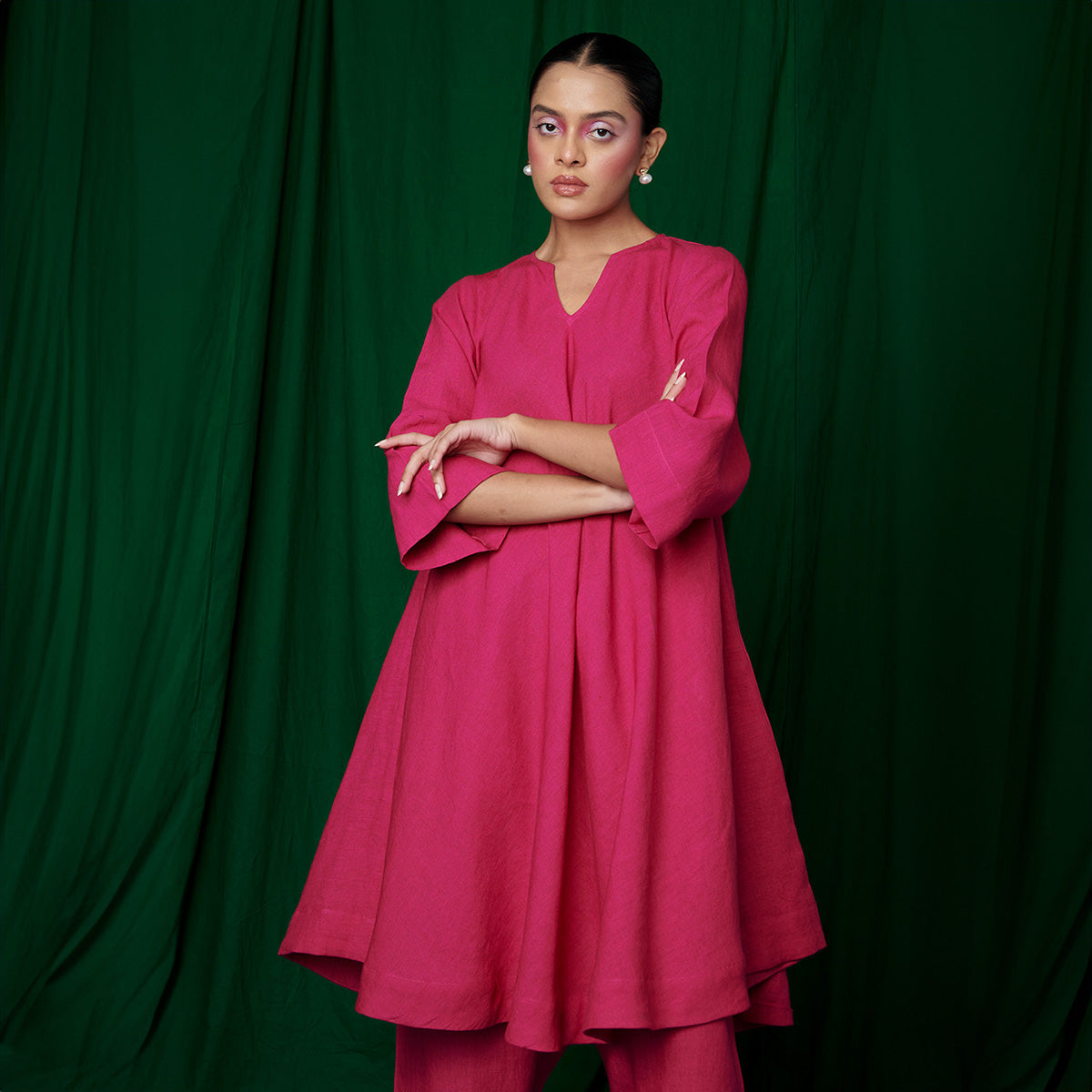 Rani Linen Pheran Kurta Set