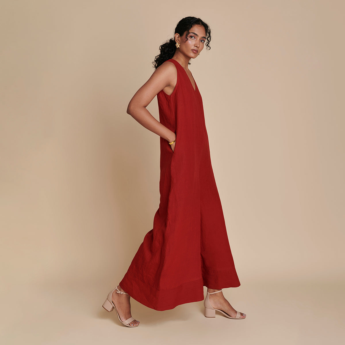 Anaar Linen Flared Jumpsuit