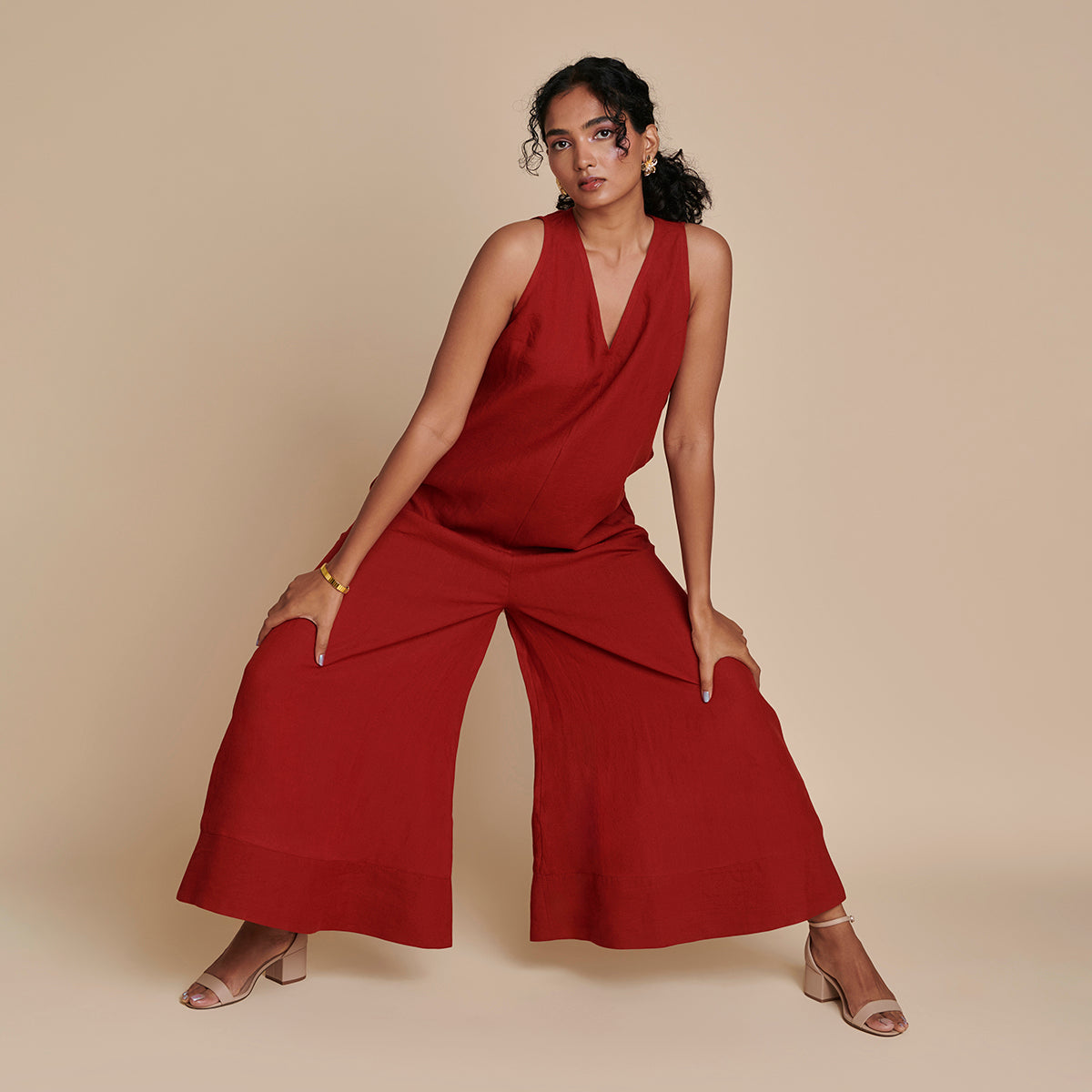 Anaar Linen Flared Jumpsuit