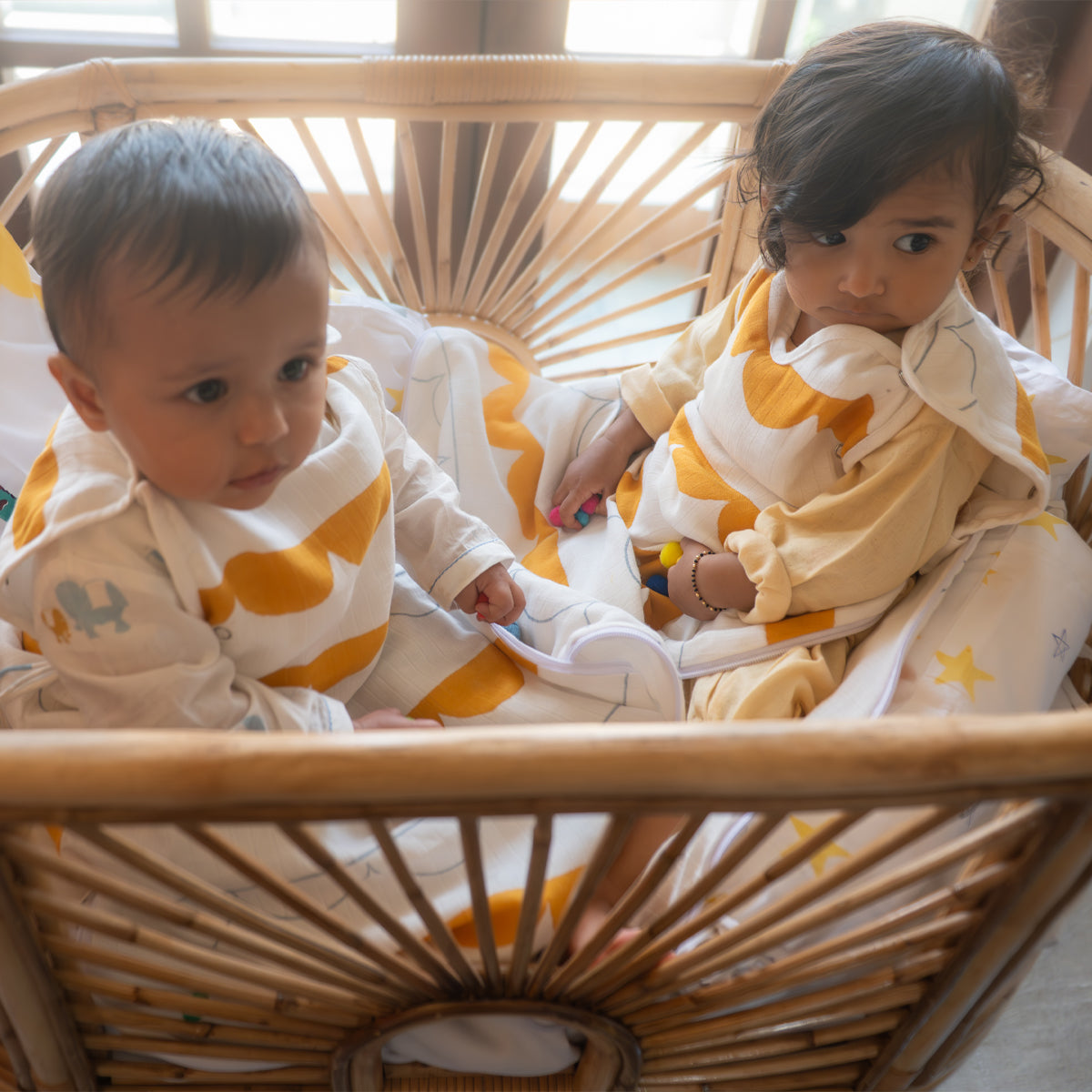 Organic Muslin Sleeping Bag for Baby - Elle Half Moon | Yellow