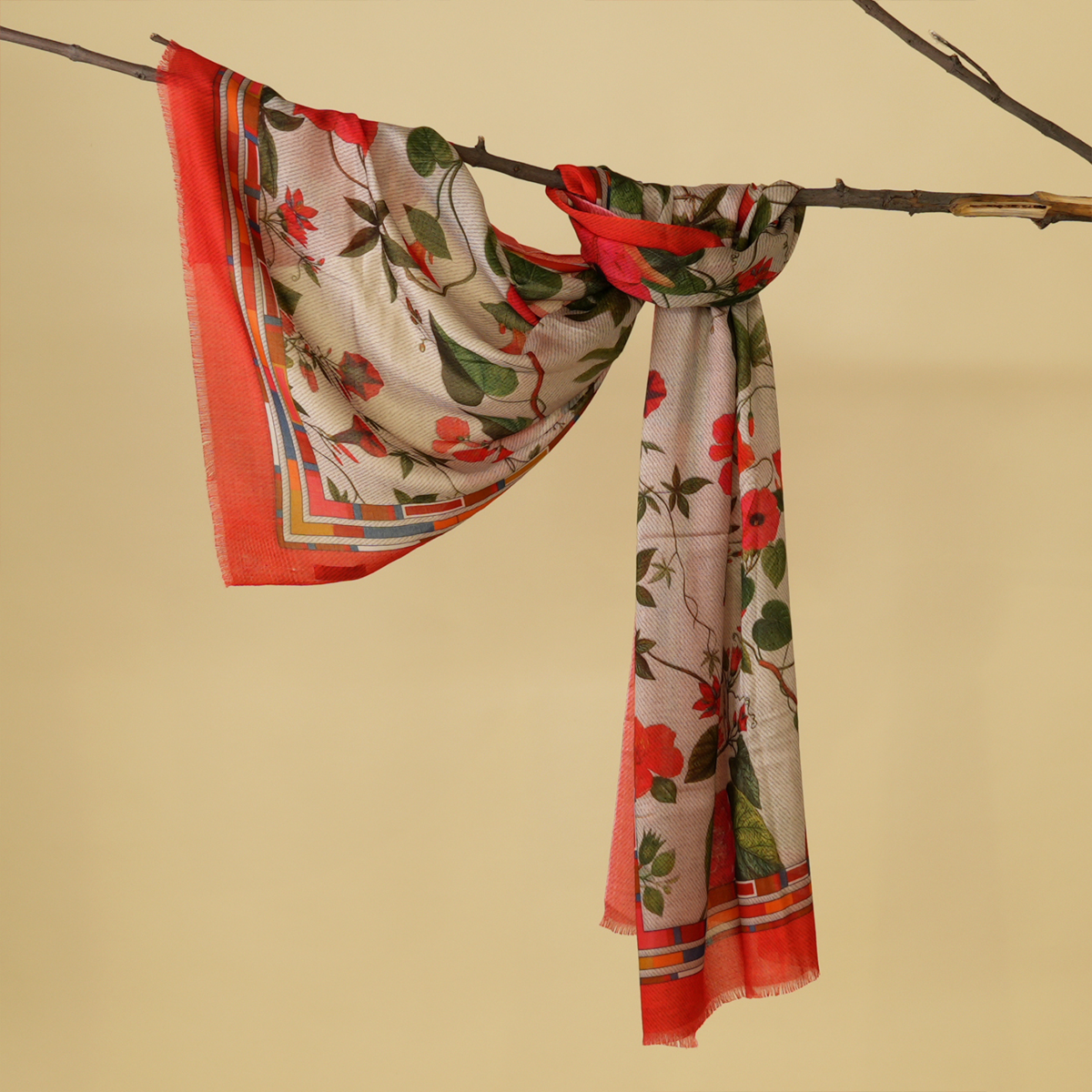 The Scarlet Bloom Bamboo Modal Stole (Red)