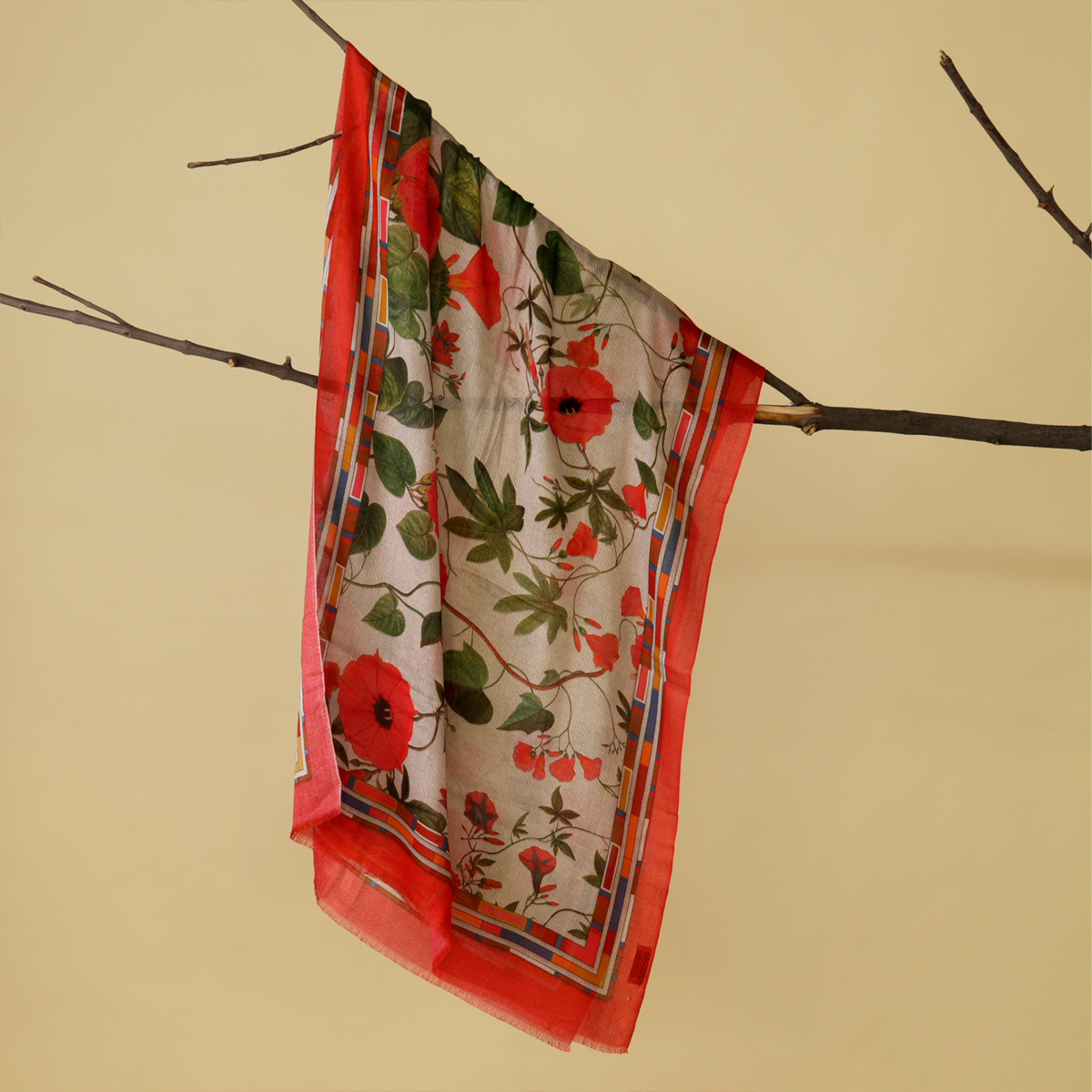 The Scarlet Bloom Bamboo Modal Stole (Red)