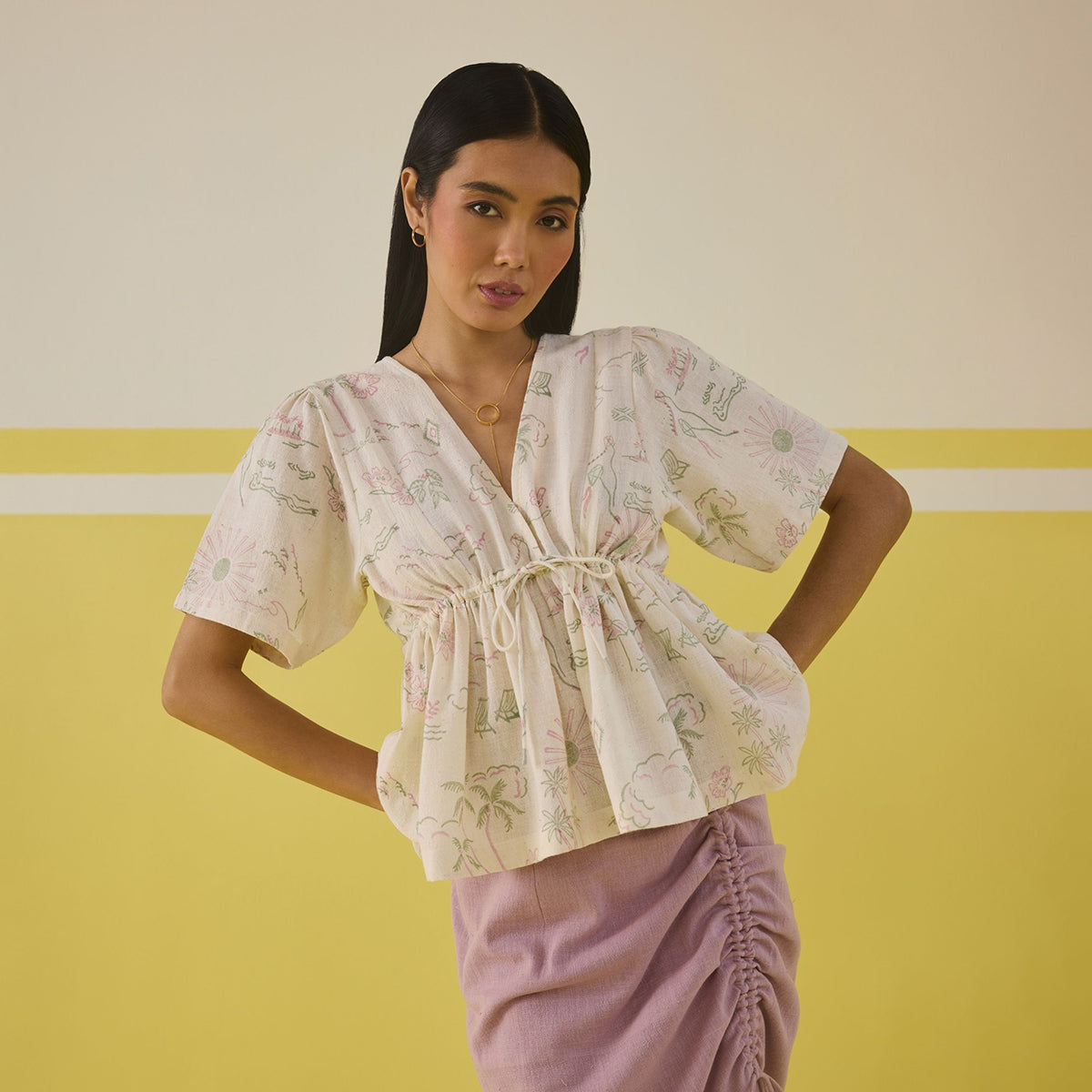 Sweet Sunshine Handspun Handwoven Organic Cotton Peplum Top