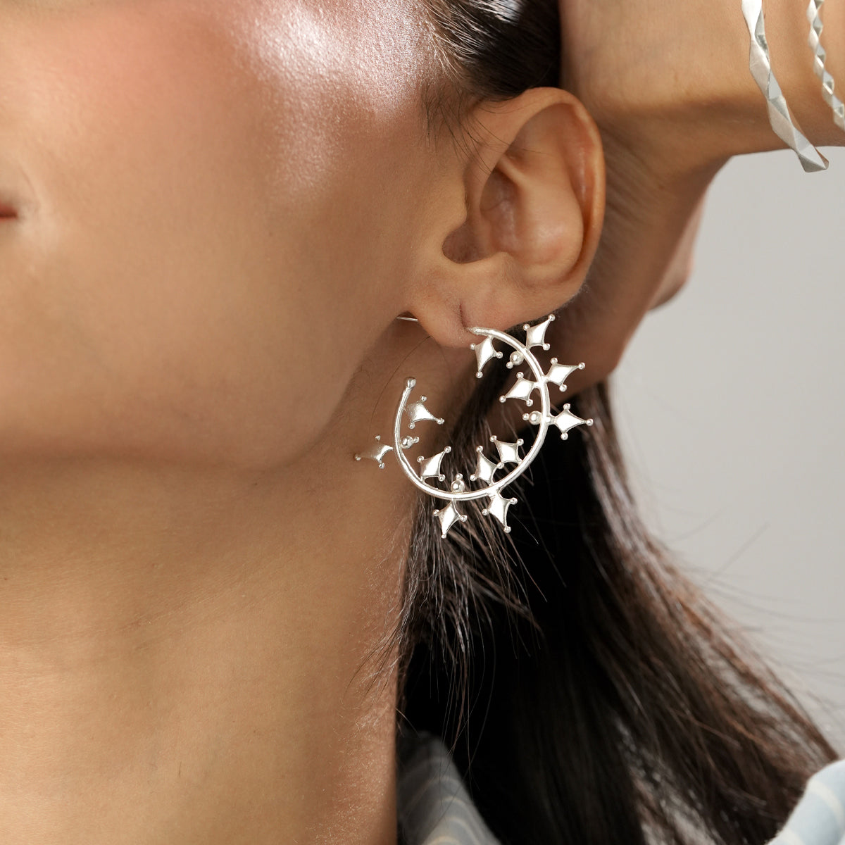 Pixel Hoops Silver