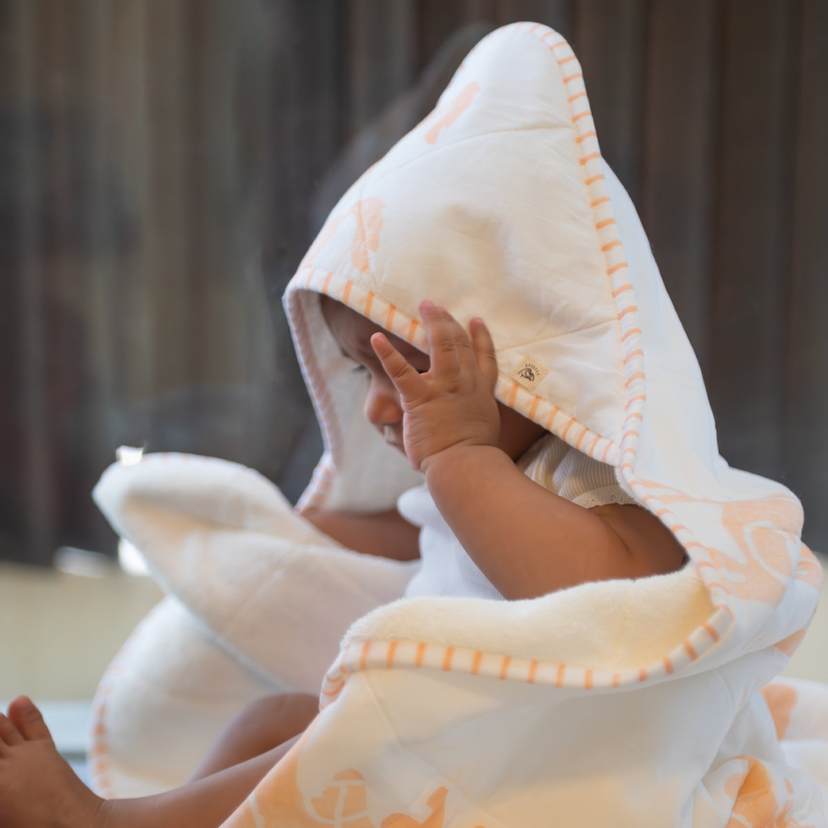 Baby Hooded Towel | Pure Cotton Terry - Horse | Peach