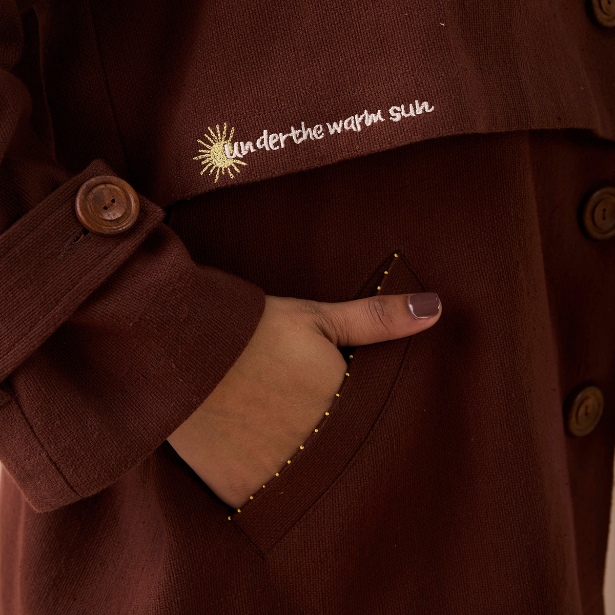 Under The Sun Handspun Handwoven Organic Cotton Trench Jacket